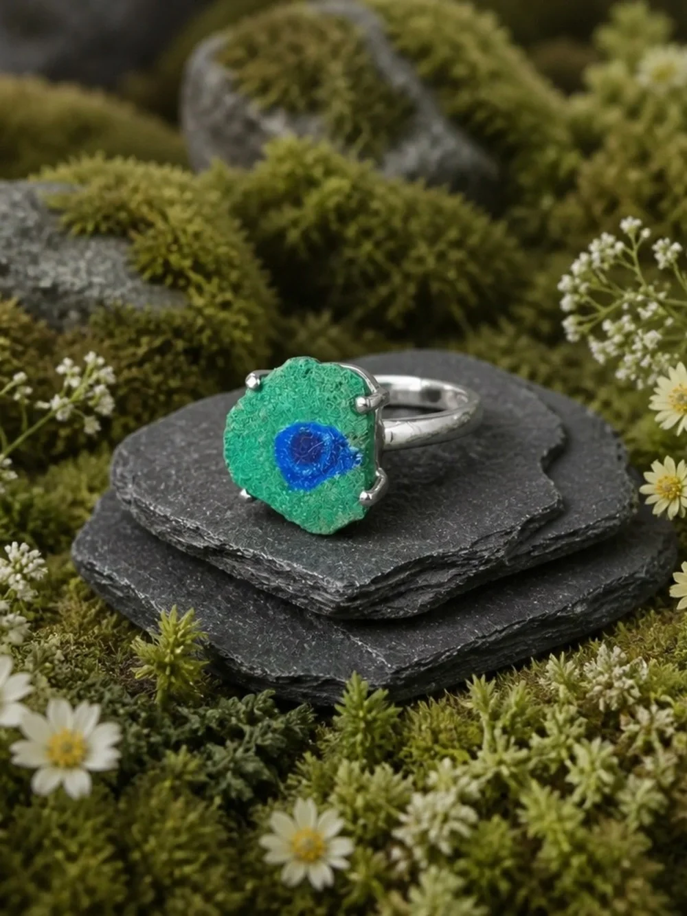 NEW! Azurite & Malachite Composite Ring